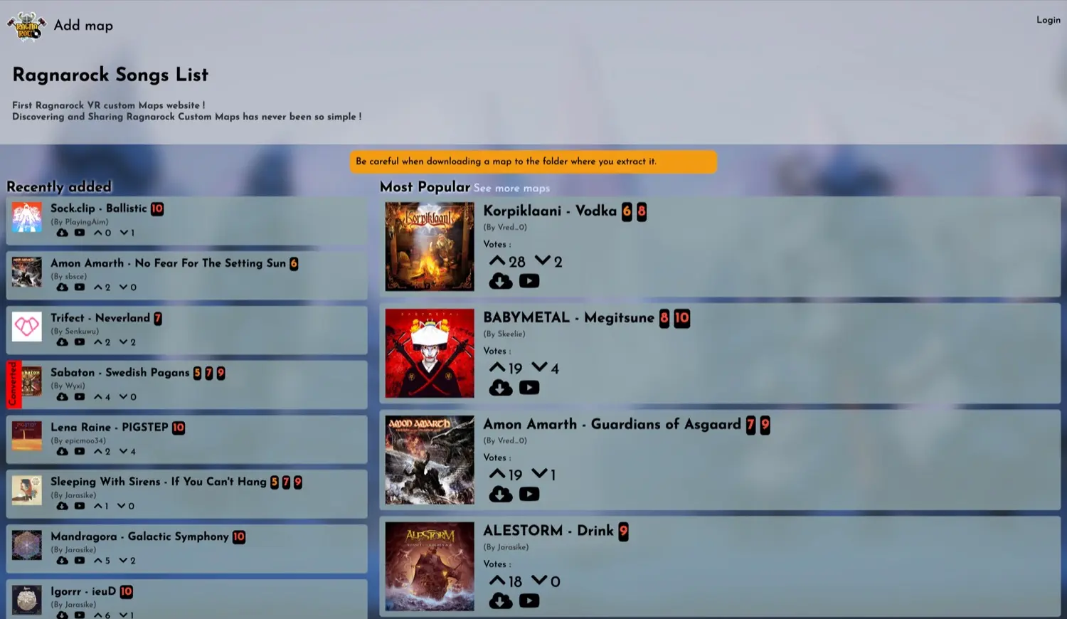 Page d’accueil de RagnaSong