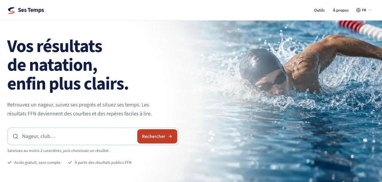 Accueil de Ses-Temps, recherche de nageurs et résultats de natation